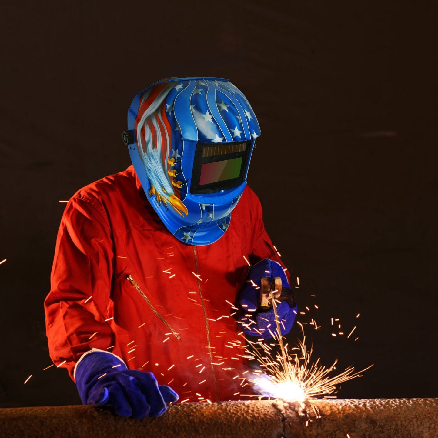 Welding Helmet Solar Powered Auto Darkening Hood With Adjustable Wide Shade Range 9-13 For Mig Tig Weld Grinding Welder Mask