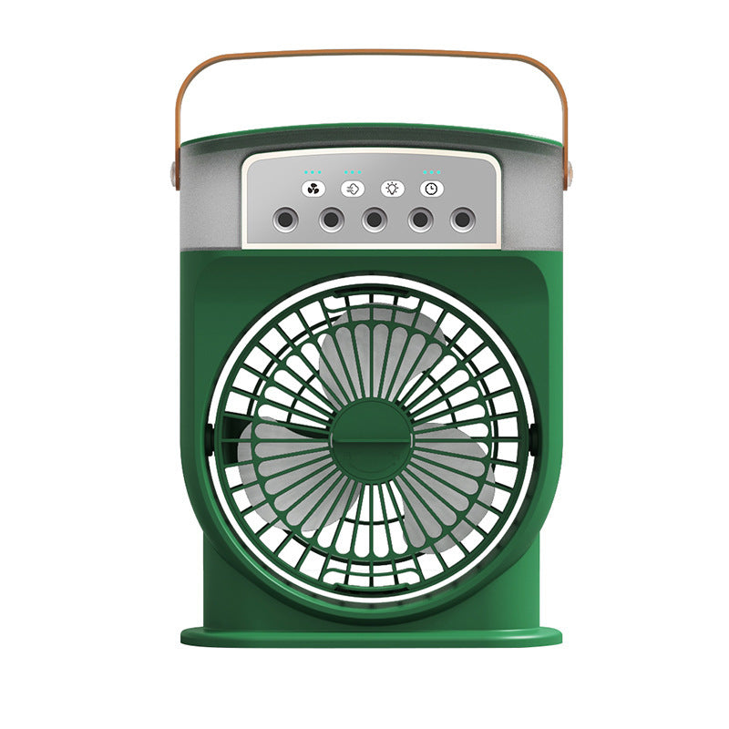 USB Air Cooler Fan with 5 Spray Modes, 7-Color LED, and 600ML Tank