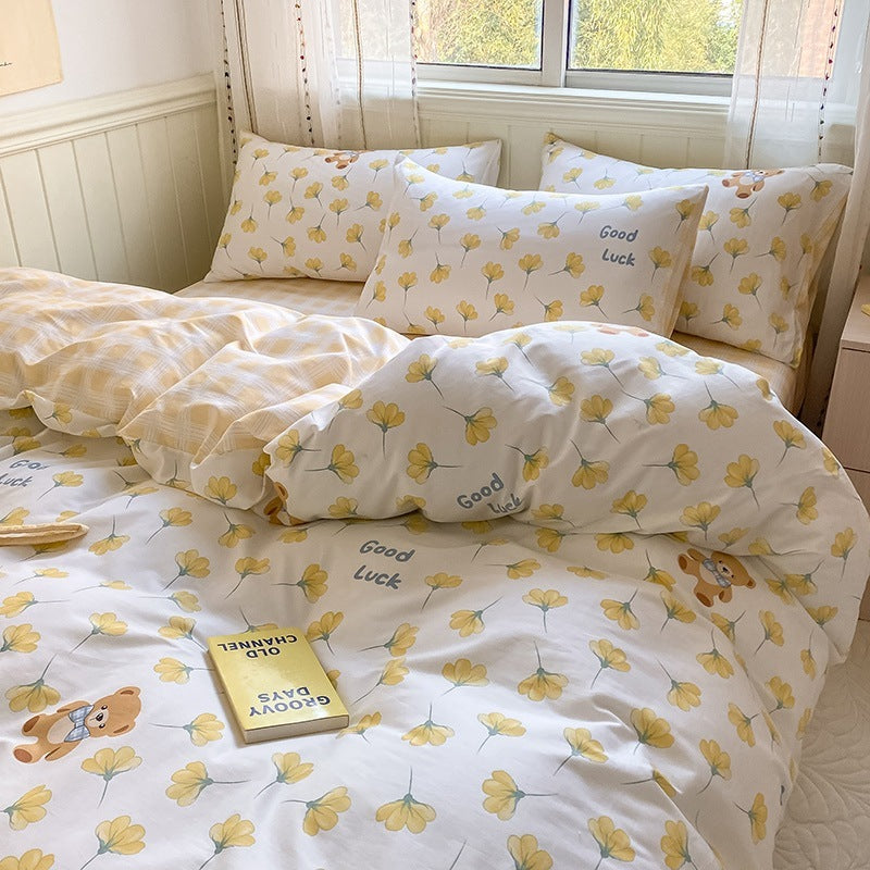 Printed Cartoon Girl Quilt Cover Cotton Four-piece Bed Sheet