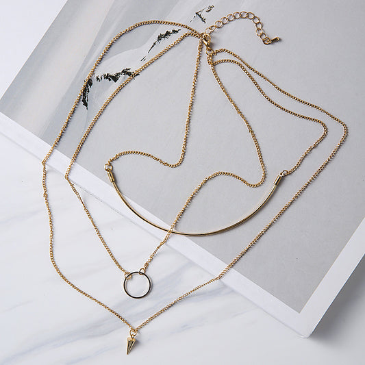 Korean Fashion Multideck Design Long Necklace - Simple Collarbone Kolye for Women