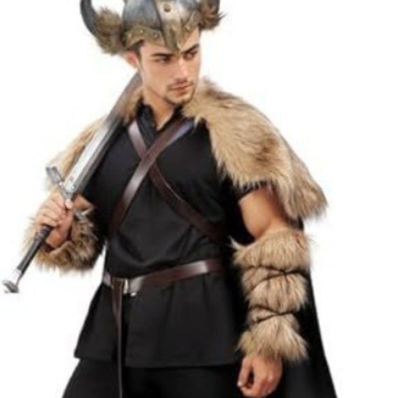 Viking Men's Cape And Shawl Oversleeve Booties Suit Artificial Wool