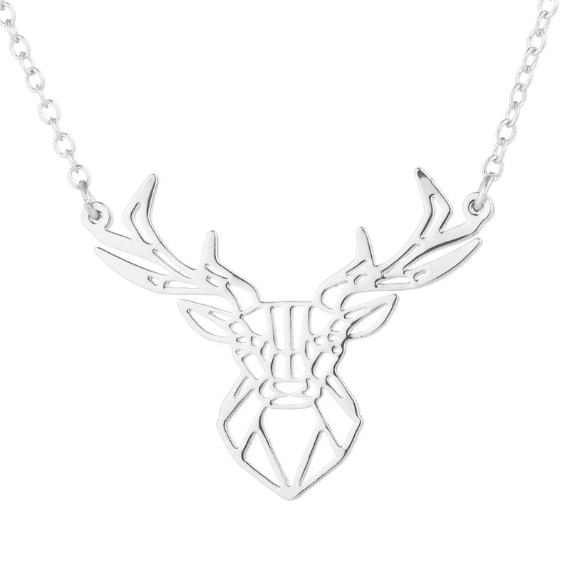Antler pendant animal necklace female