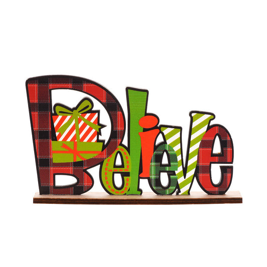 Christmas New Festive Decorations Wooden Color Letter Ornaments