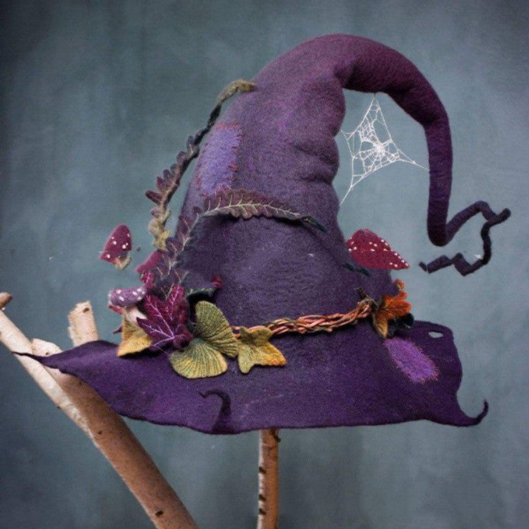 Women Modern Witch Hat Costume Pointed Wool Felt Halloween Party Hats Witch Hat Warm Autumn Winter Cosplay Props