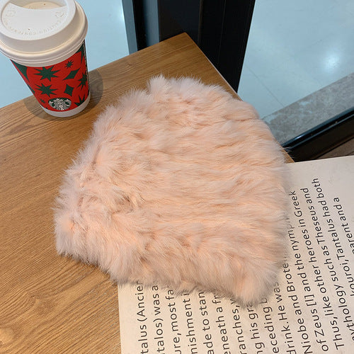 Thickened Warm Real Rabbit Plush Fur Integrated Knitted Hat