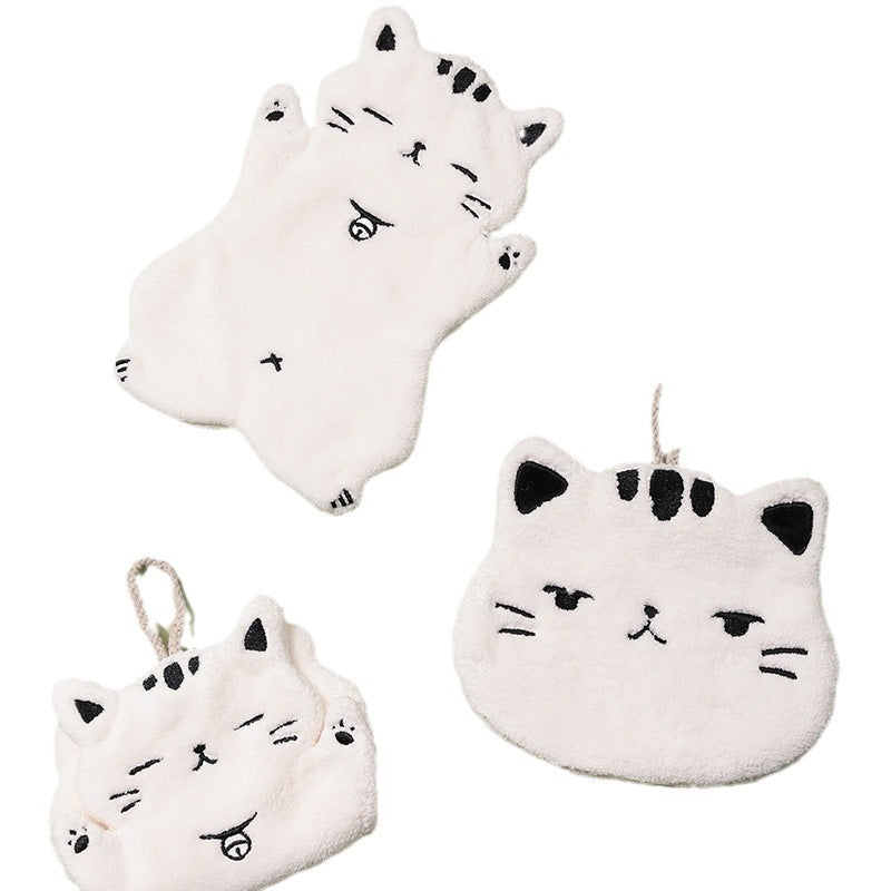 Hand-wiping Small Tower Cute Cat Hand Towel Bathroom Kitchen Hanging Towel