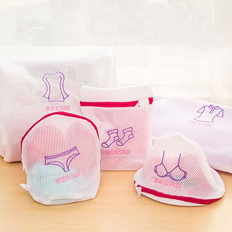Japanese Style Embroidered Fine Mesh Extra Thickening Laundry Bag Suit Bra Underwear Wash Bag Machine Washable Mesh Bag Laundry Protection Bags