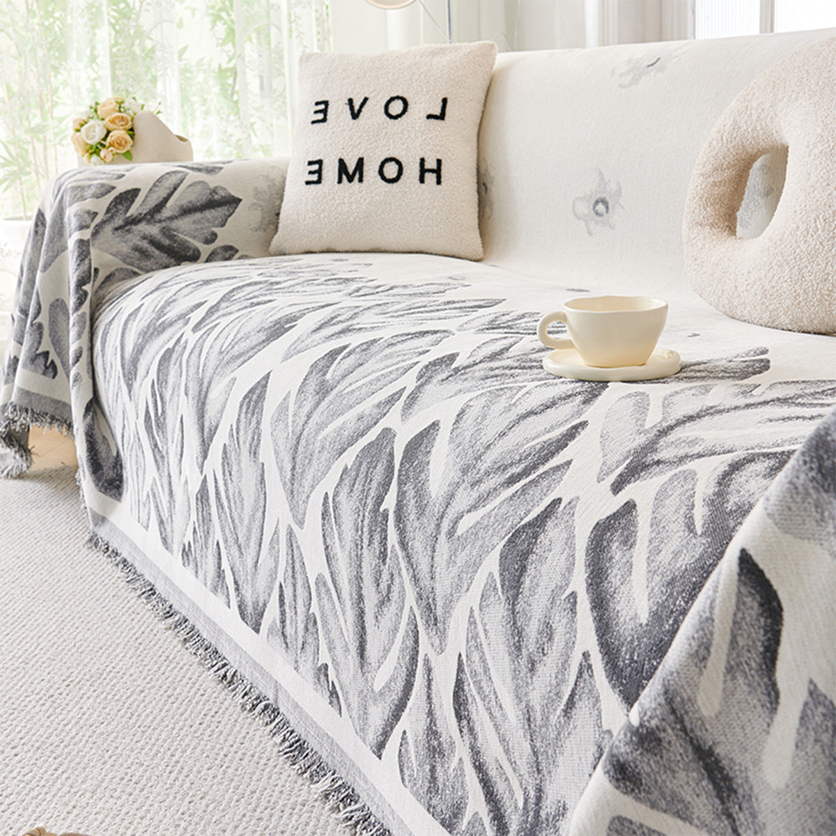 Chenille Universal Sofa Cover – Floral Pattern, Modern Style, Multiple Sizes