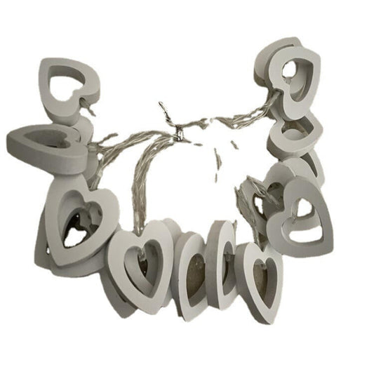 LED Wooden Love Heart String Lights