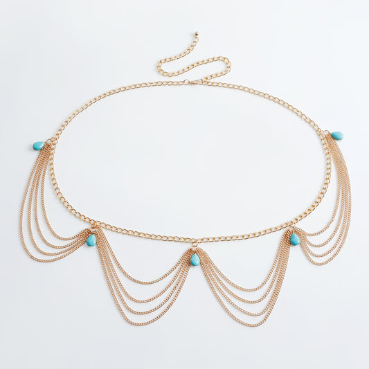 Classic Retro Turquoise Waist Belly Chain for Women
