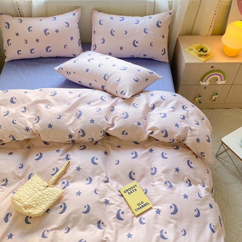 Printed Cartoon Girl Quilt Cover Cotton Four-piece Bed Sheet
