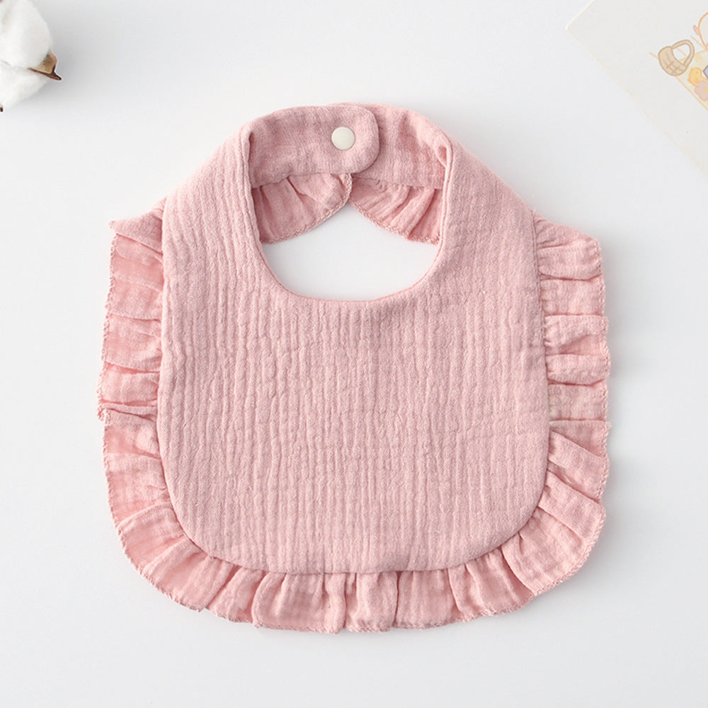 Baby Bib Ruffled Cotton Printed Gauze Lace Bib