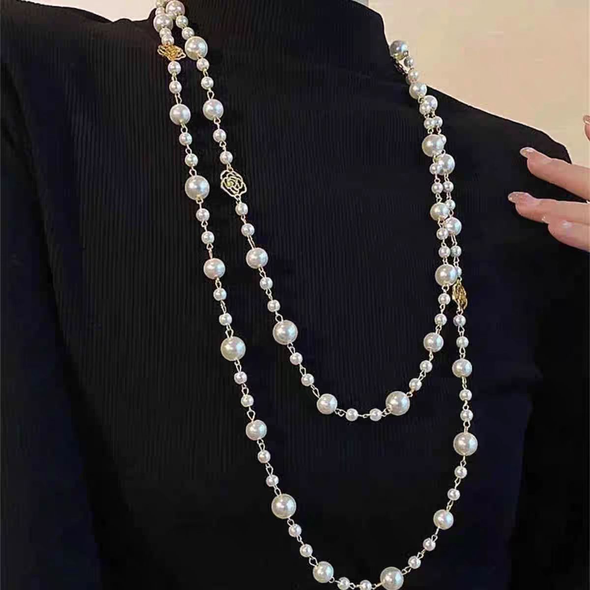 Retro Multi-layer Pearls Necklace - Fashion Long Sweater Chain for Women