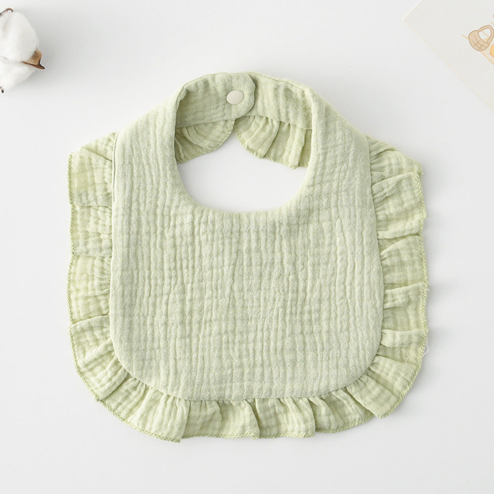 Baby Bib Ruffled Cotton Printed Gauze Lace Bib