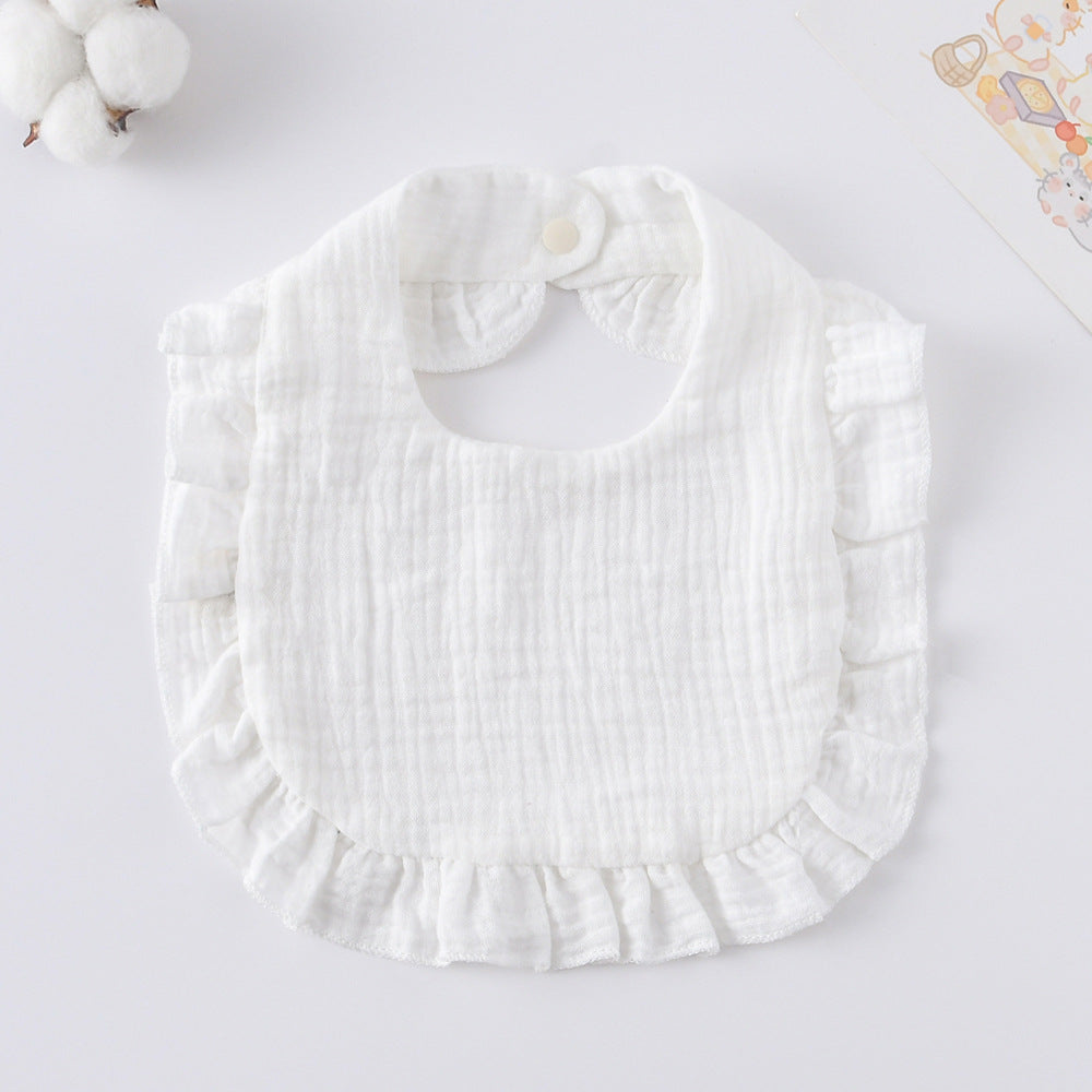 Baby Bib Ruffled Cotton Printed Gauze Lace Bib