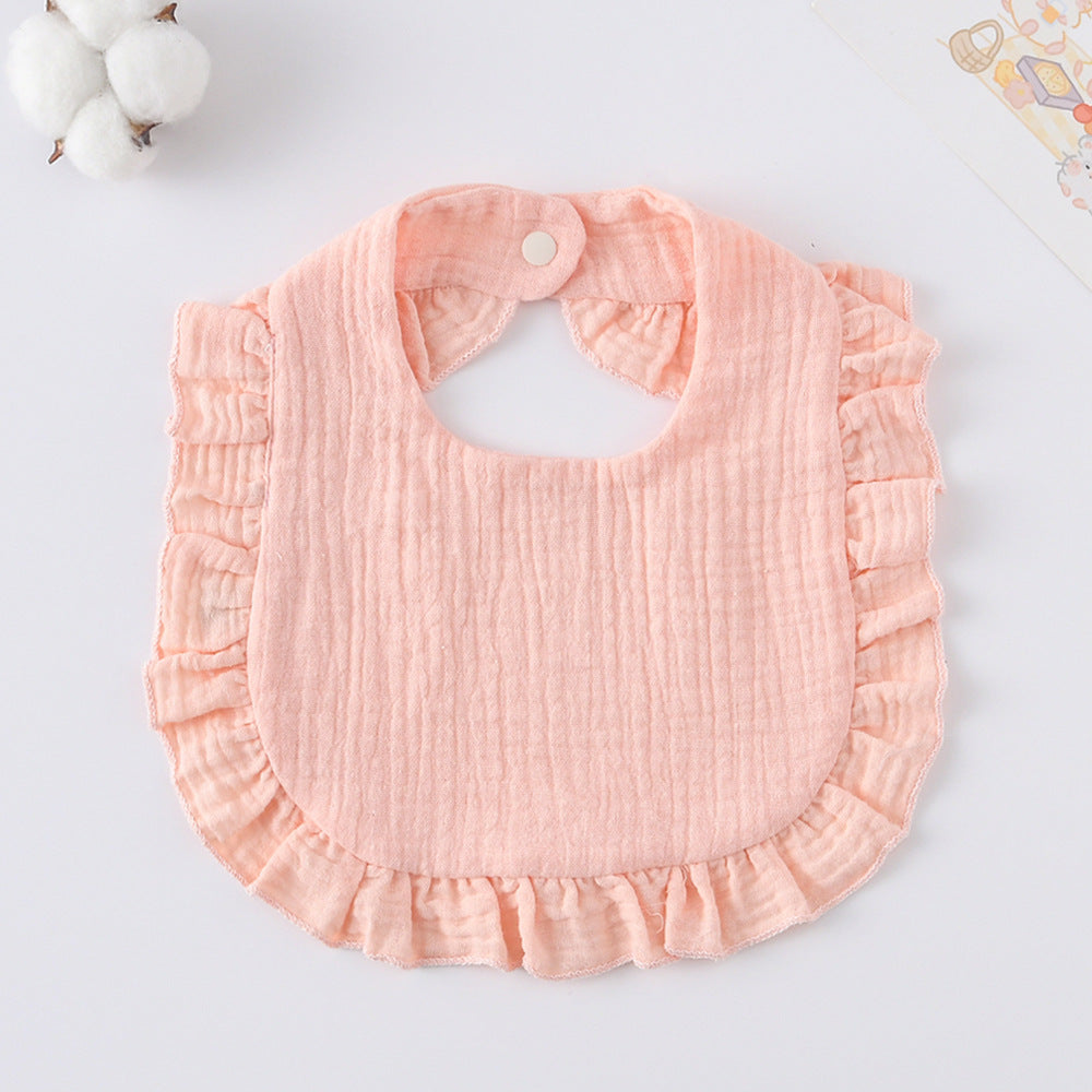 Baby Bib Ruffled Cotton Printed Gauze Lace Bib
