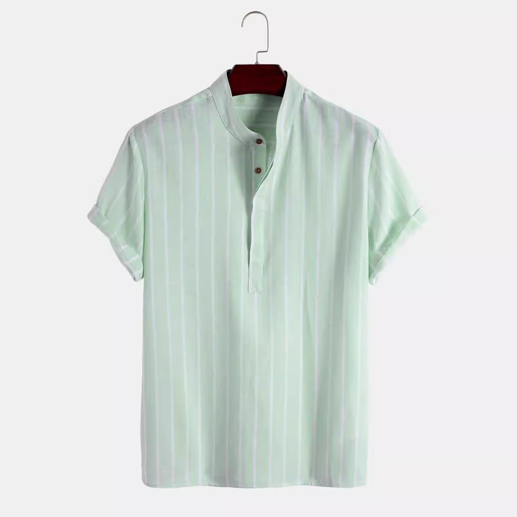 Summer Men's Clothing Short Sleeve Shirt Linen Leisure Trousers
