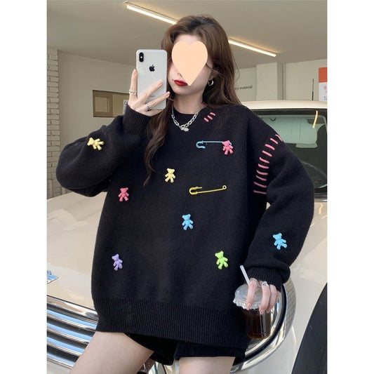 Loose And Lazy Style Pullover Women's Design Sweater Top