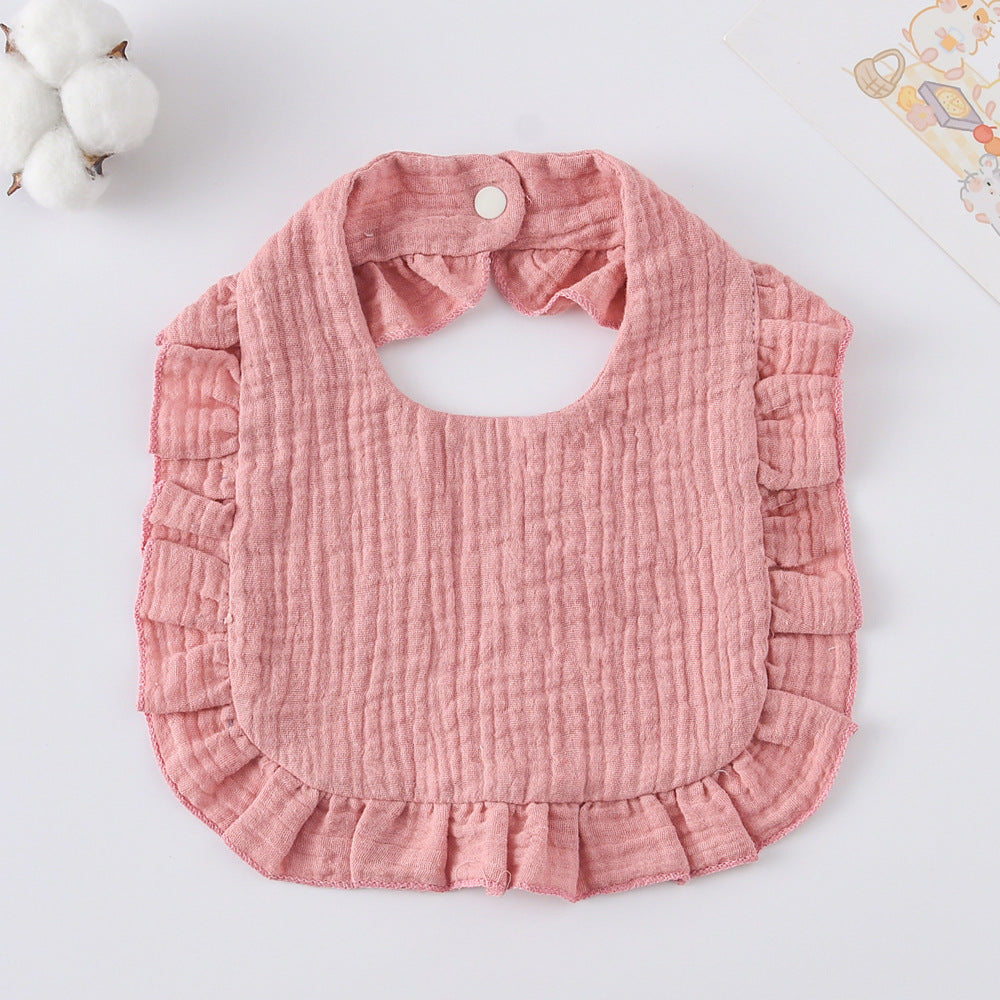 Baby Bib Ruffled Cotton Printed Gauze Lace Bib