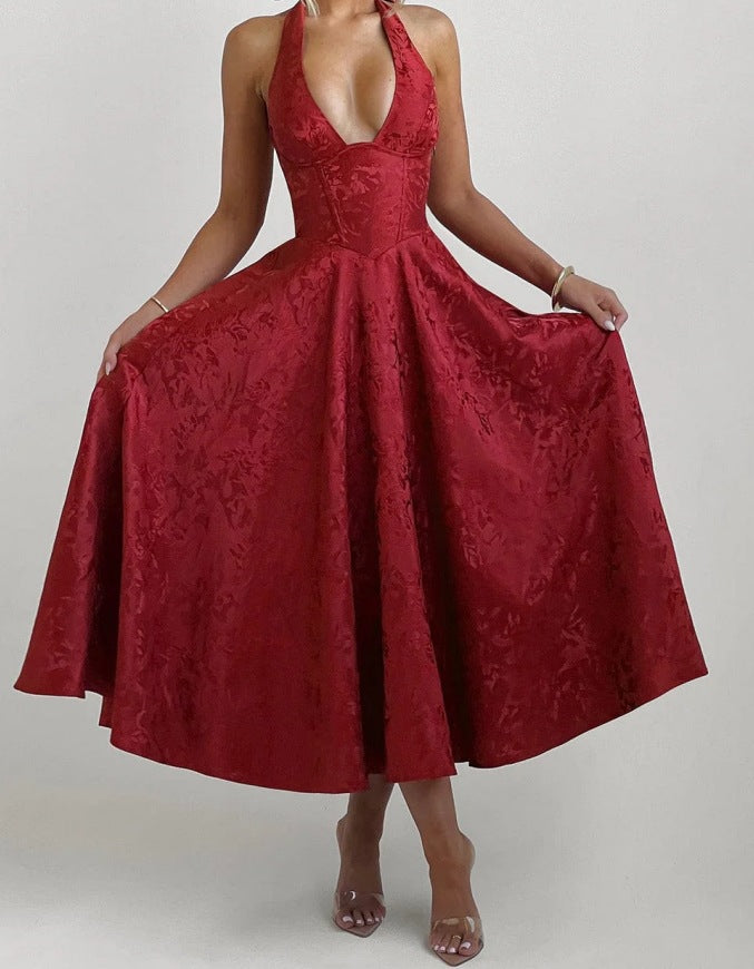 Women's Sleeveless Sling Socialite Style Formal Dress