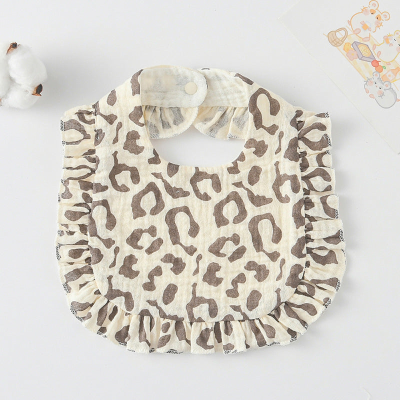 Baby Bib Ruffled Cotton Printed Gauze Lace Bib