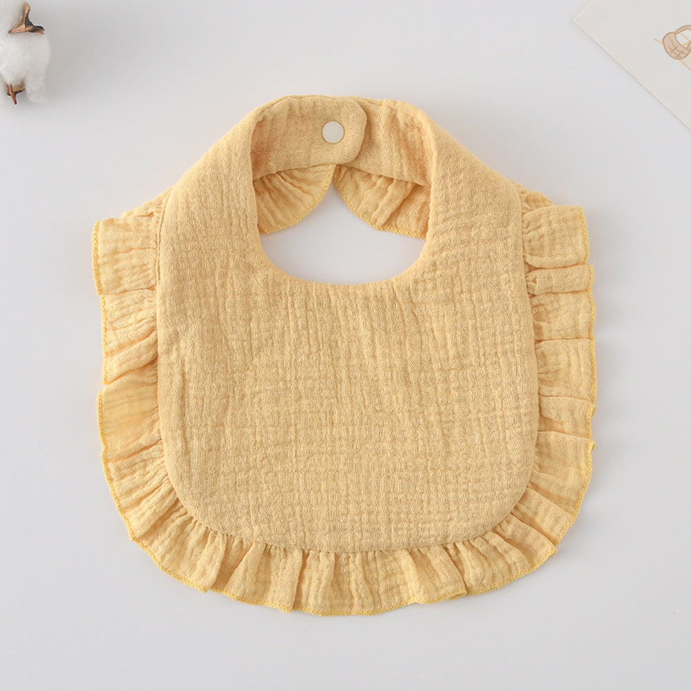 Baby Bib Ruffled Cotton Printed Gauze Lace Bib
