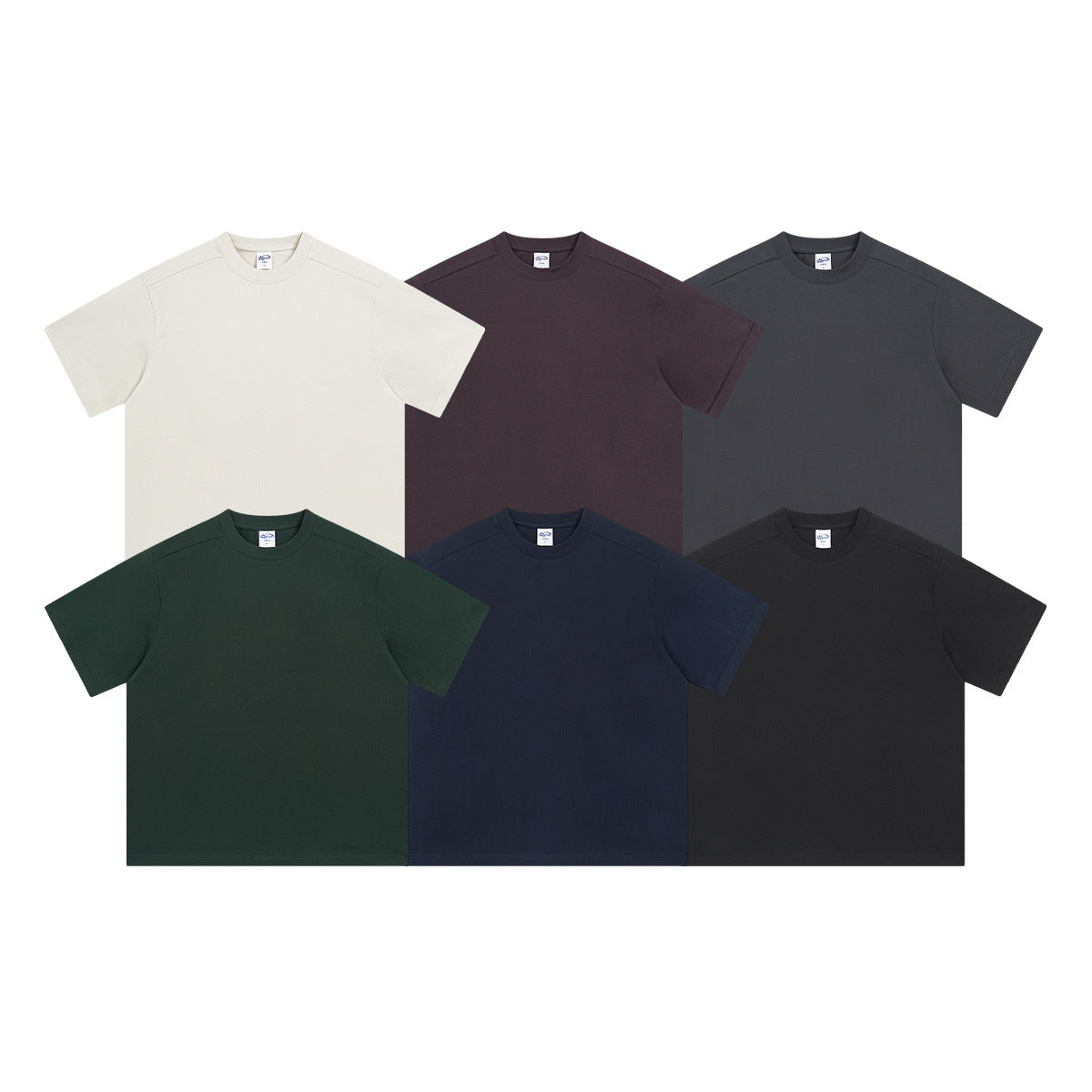 Retro Patchwork Short Sleeve Pure Color Minimal Versatile T-Shirt for Men and Women