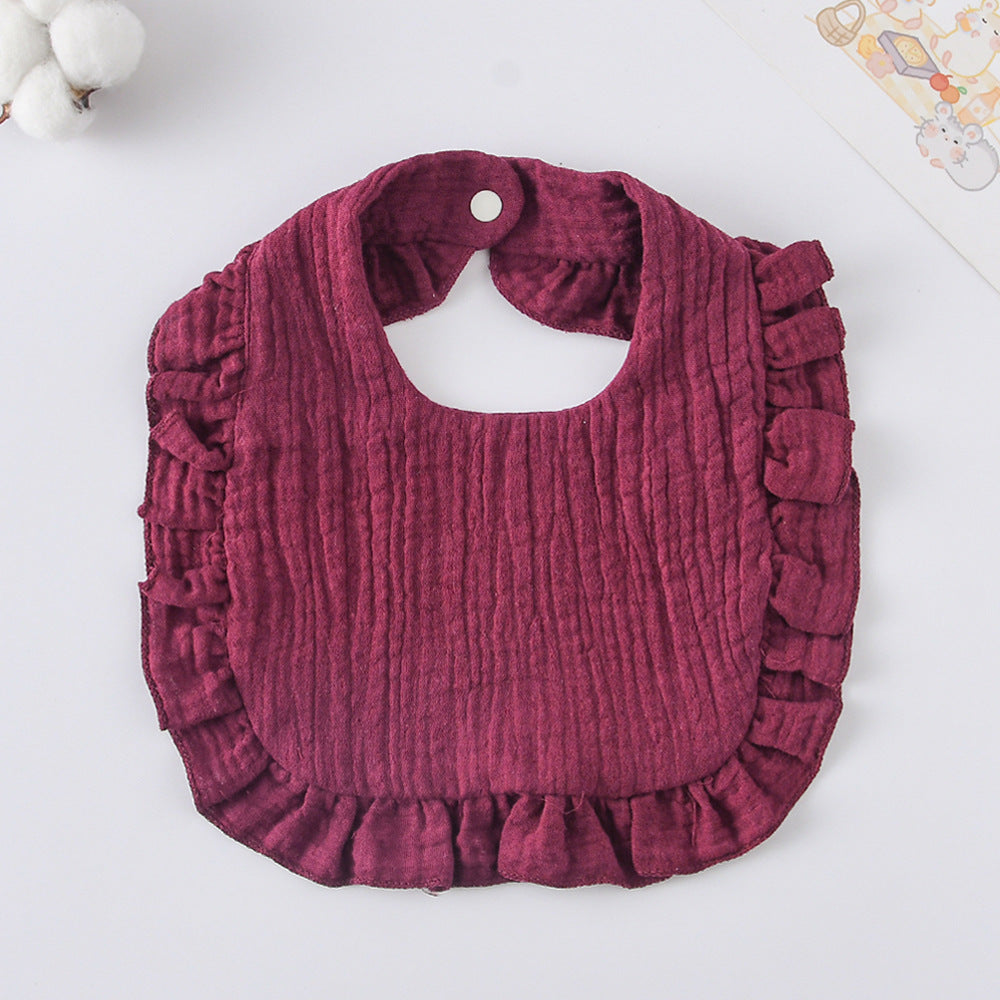 Baby Bib Ruffled Cotton Printed Gauze Lace Bib