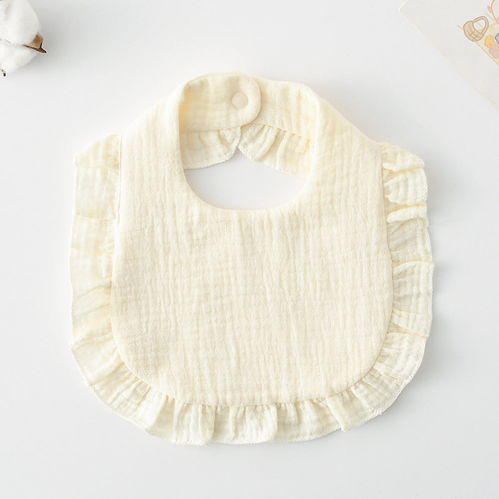 Baby Bib Ruffled Cotton Printed Gauze Lace Bib