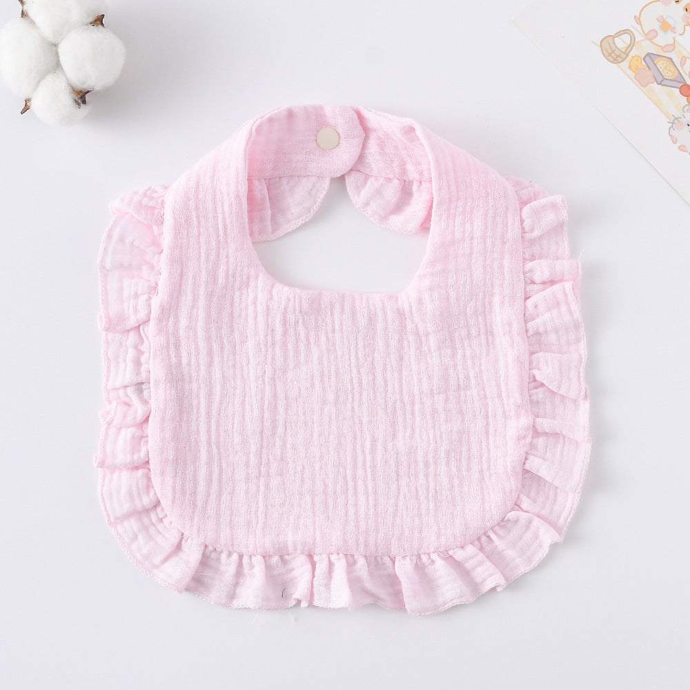 Baby Bib Ruffled Cotton Printed Gauze Lace Bib