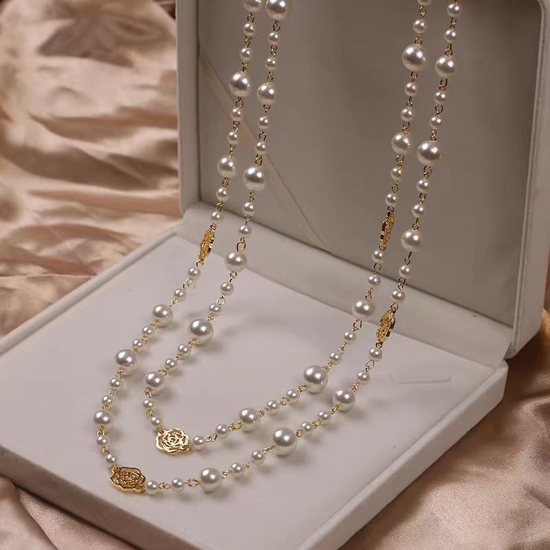 Retro Multi-layer Pearls Necklace - Fashion Long Sweater Chain for Women
