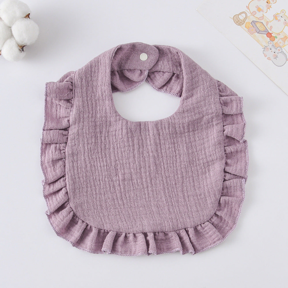 Baby Bib Ruffled Cotton Printed Gauze Lace Bib