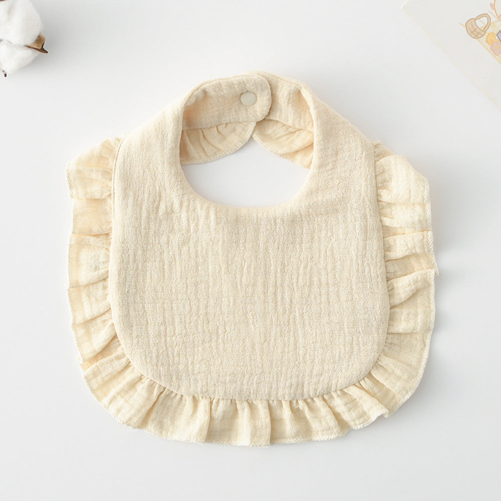 Baby Bib Ruffled Cotton Printed Gauze Lace Bib