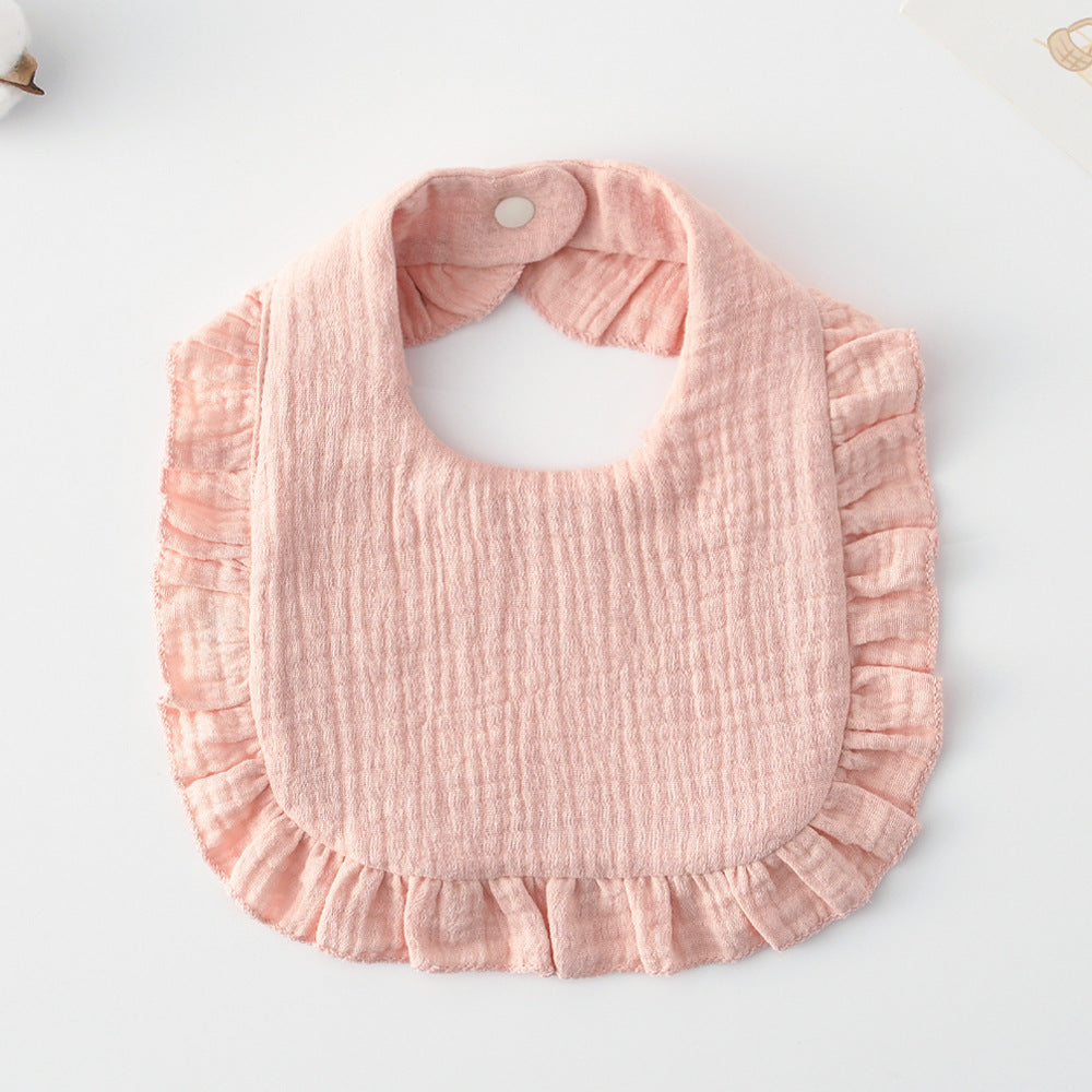Baby Bib Ruffled Cotton Printed Gauze Lace Bib