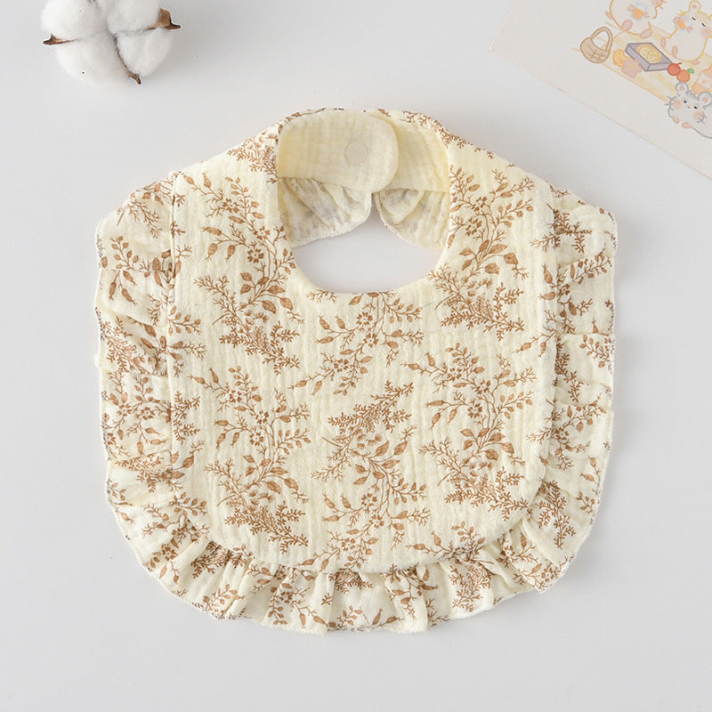 Baby Bib Ruffled Cotton Printed Gauze Lace Bib