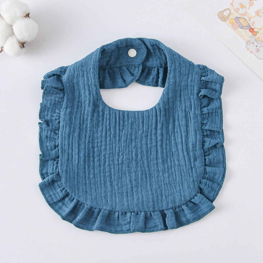 Baby Bib Ruffled Cotton Printed Gauze Lace Bib