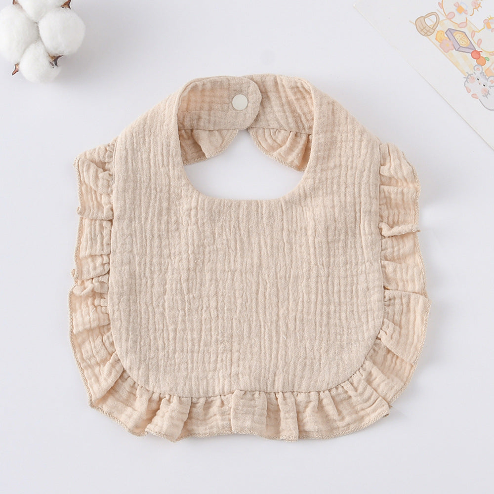 Baby Bib Ruffled Cotton Printed Gauze Lace Bib