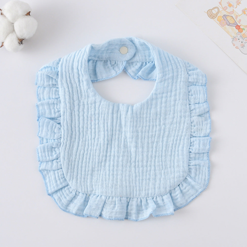 Baby Bib Ruffled Cotton Printed Gauze Lace Bib
