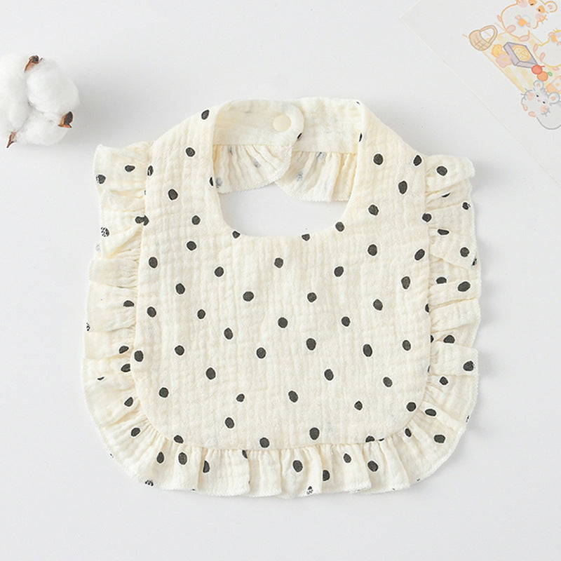 Baby Bib Ruffled Cotton Printed Gauze Lace Bib