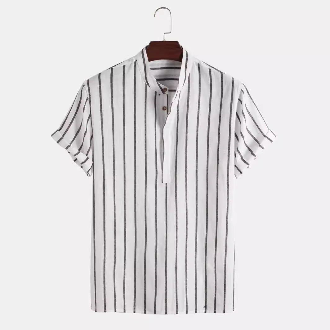 Summer Men's Clothing Short Sleeve Shirt Linen Leisure Trousers