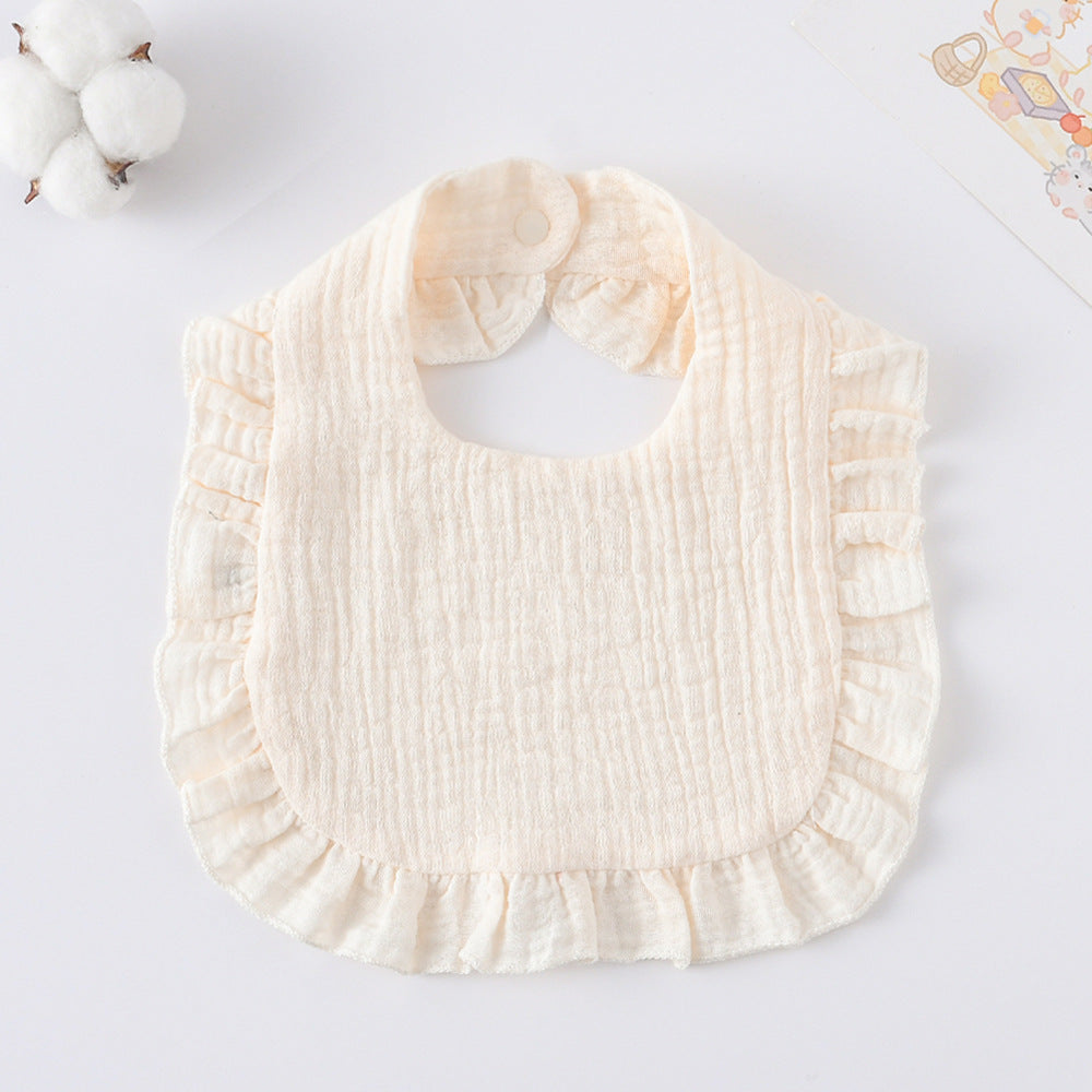Baby Bib Ruffled Cotton Printed Gauze Lace Bib