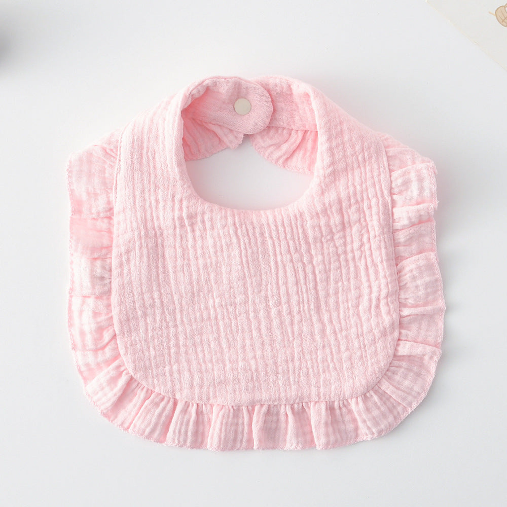 Baby Bib Ruffled Cotton Printed Gauze Lace Bib