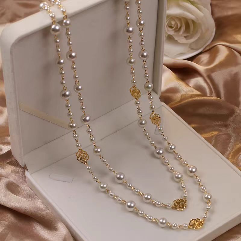 Retro Multi-layer Pearls Necklace - Fashion Long Sweater Chain for Women