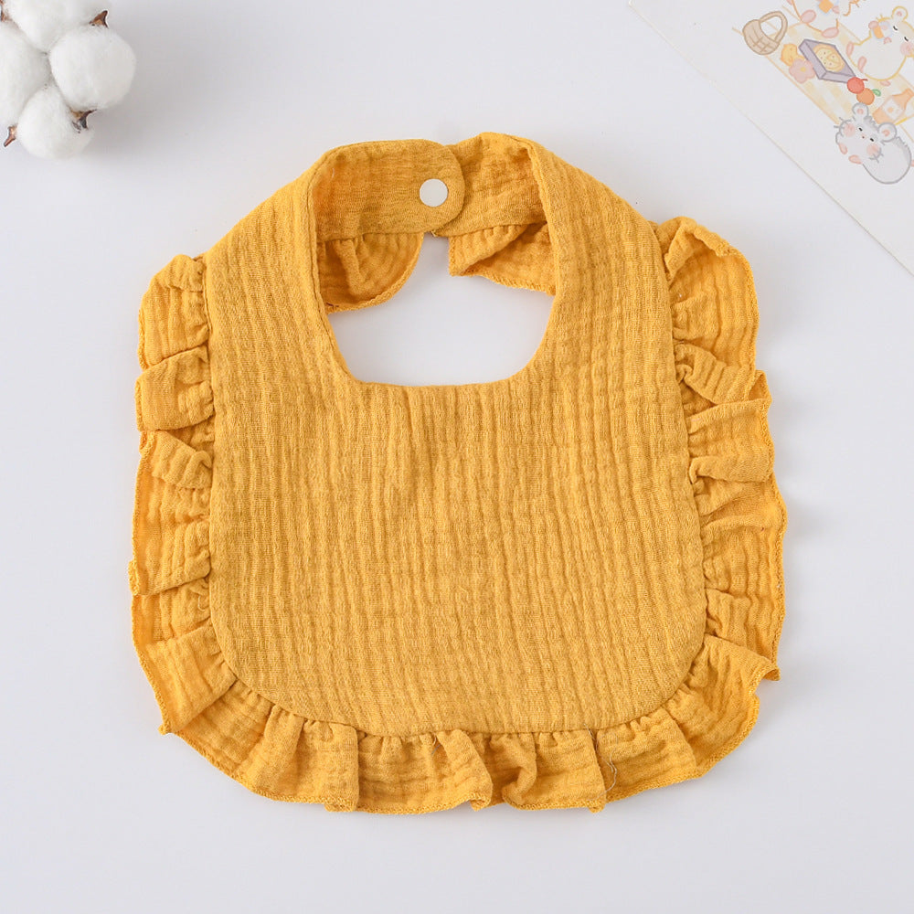 Baby Bib Ruffled Cotton Printed Gauze Lace Bib