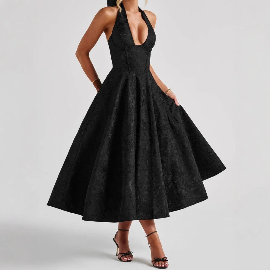 Women's Sleeveless Sling Socialite Style Formal Dress