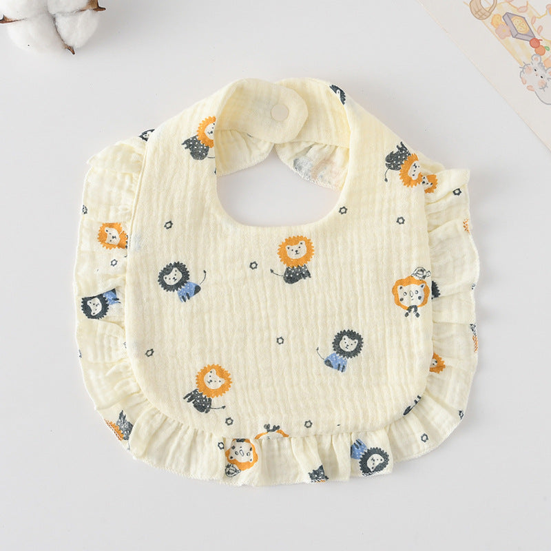 Baby Bib Ruffled Cotton Printed Gauze Lace Bib