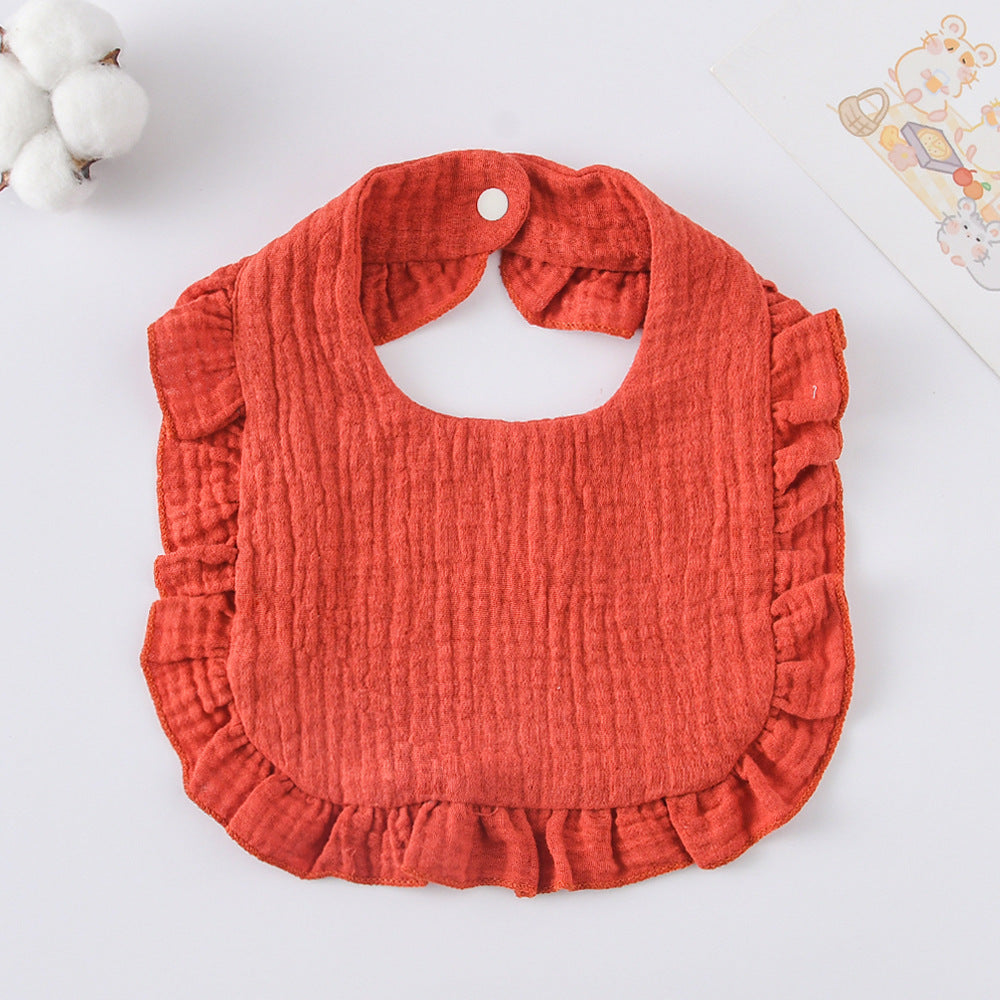 Baby Bib Ruffled Cotton Printed Gauze Lace Bib