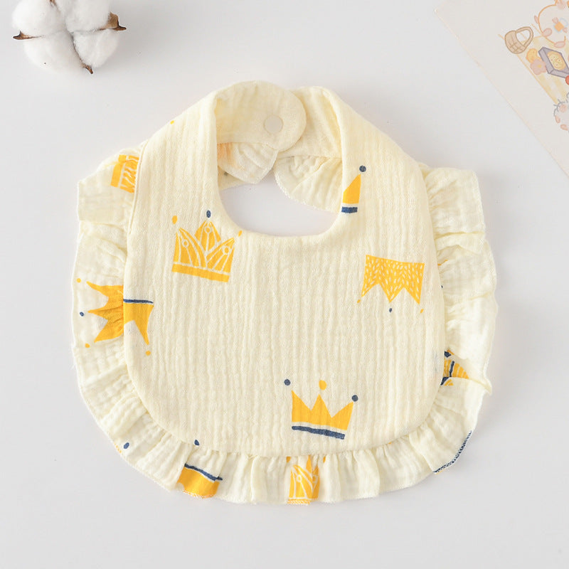 Baby Bib Ruffled Cotton Printed Gauze Lace Bib