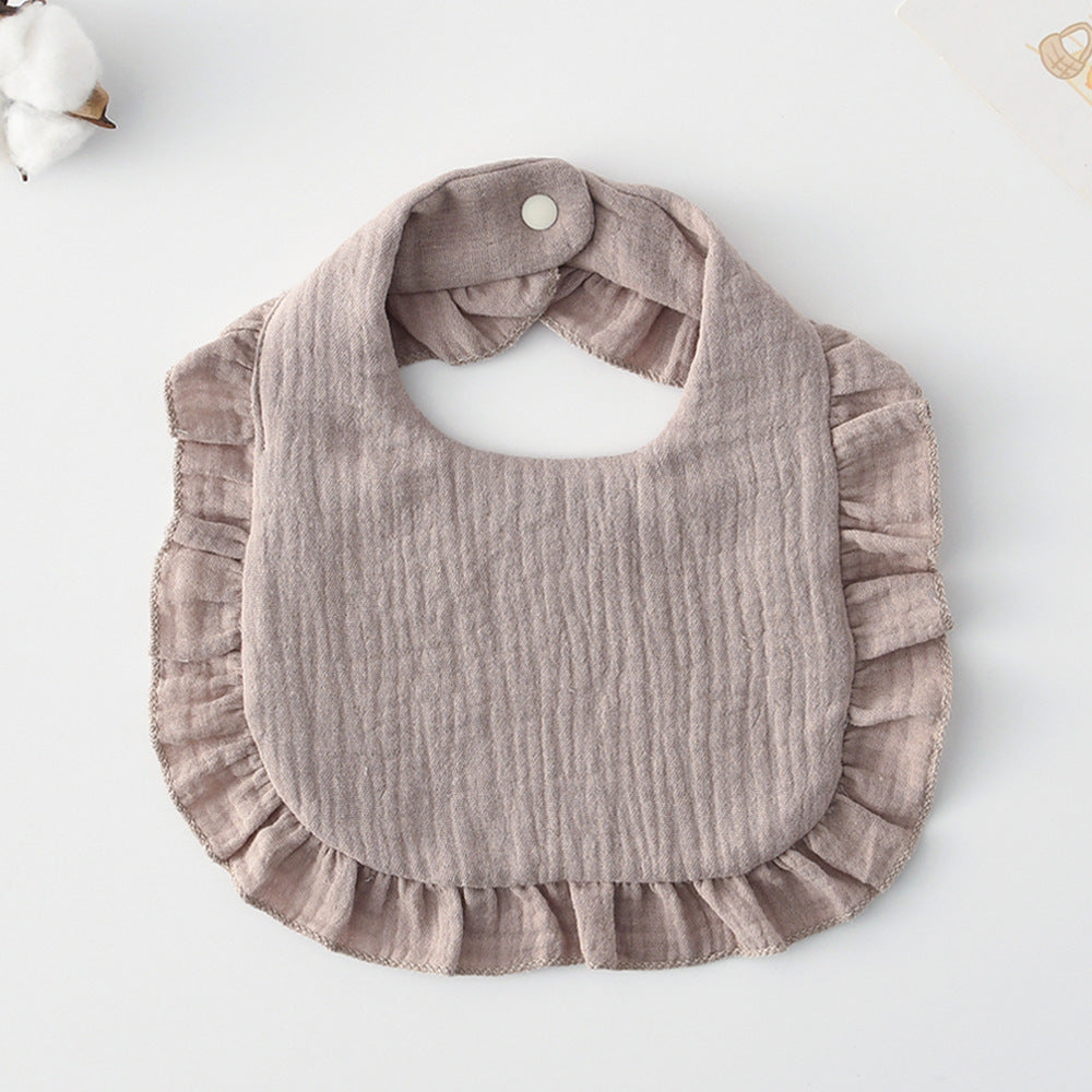 Baby Bib Ruffled Cotton Printed Gauze Lace Bib