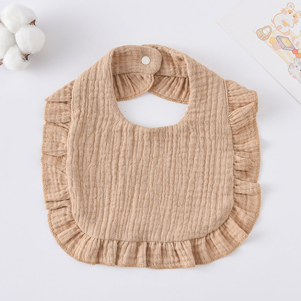 Baby Bib Ruffled Cotton Printed Gauze Lace Bib